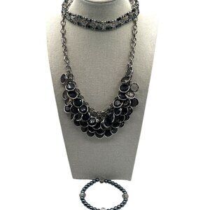 Vintage-Inspired Beaded Choker Statement Necklace & Bracelet Set M23